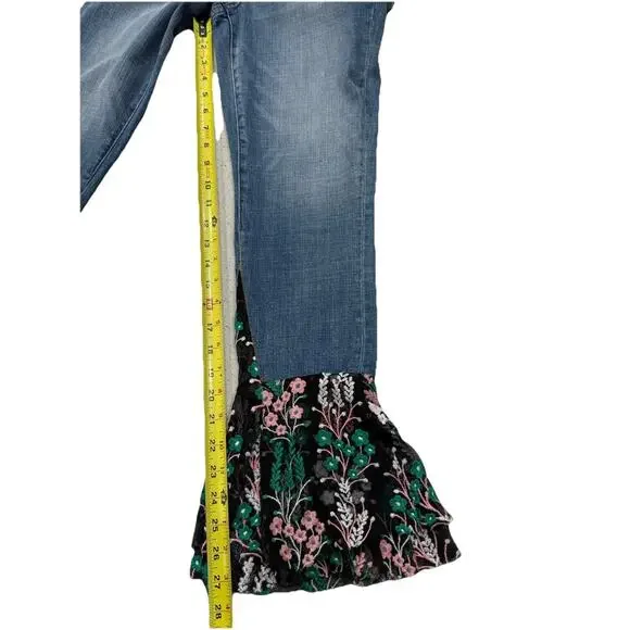 Pilcro & The Letterpress Anthropologie Jeans Womens 25 Tiered Flounce Lace Hem - Picture 6 of 8
